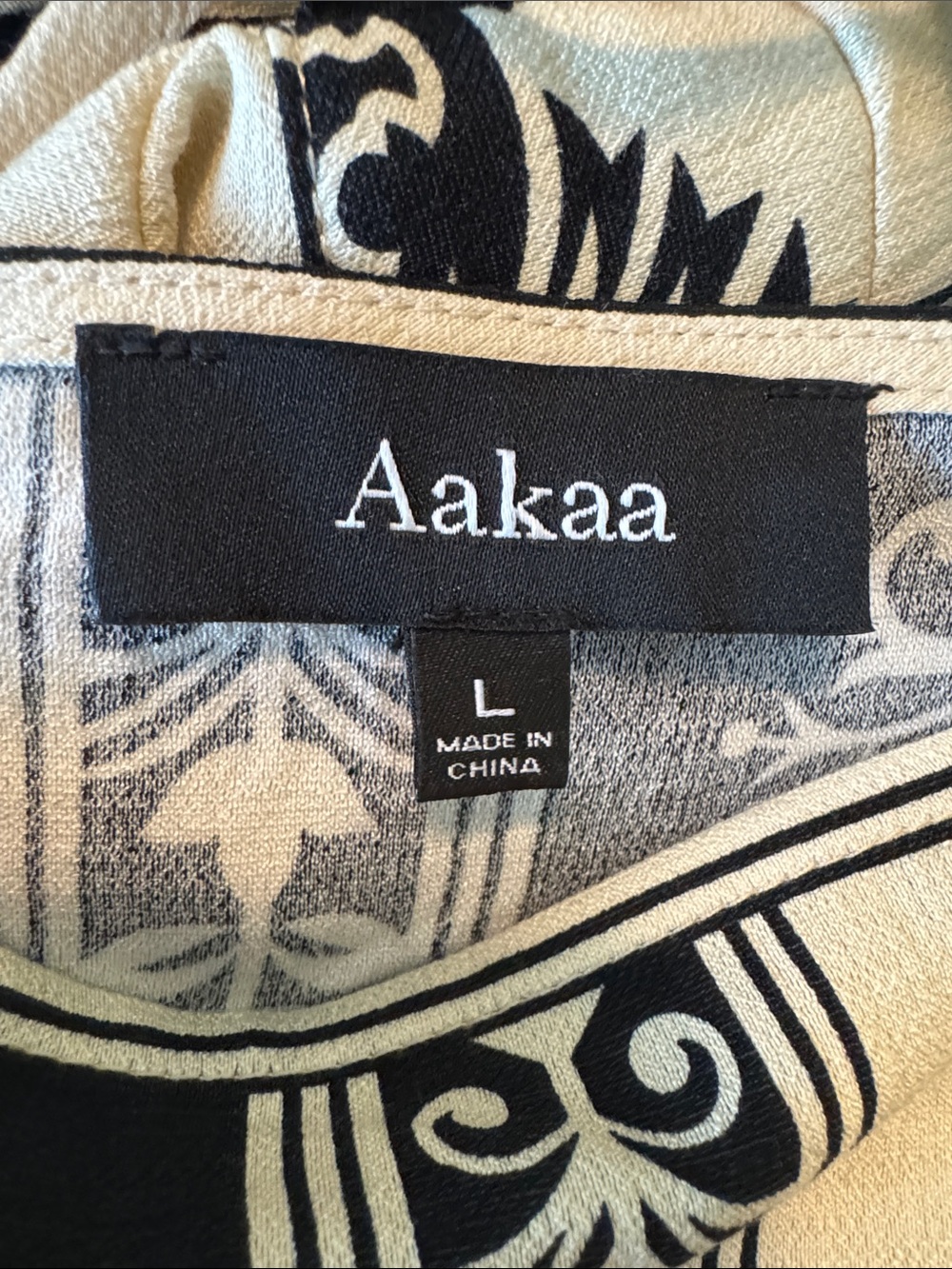 Aakaa Cream and Black Printed V‑Neck Maxi Dress - Picture 3 of 3